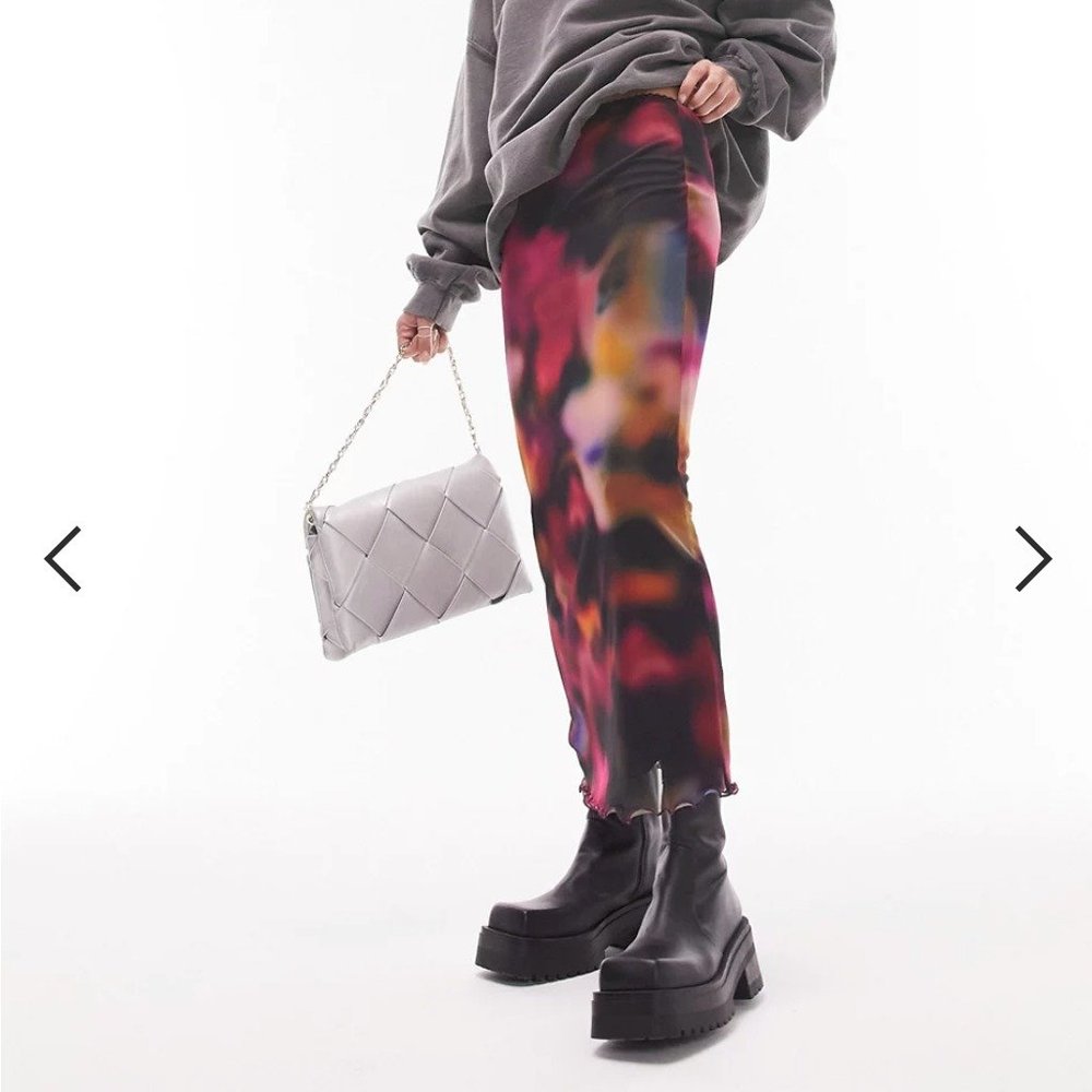 TOPSHOP - mesh blurred midi skirt in multi *BRAND NEW WITH TAGS!